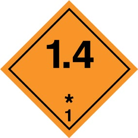 Explosive Stoffe und Gegenstände mit Explosivstoff, Unterklasse 1.4 – Gefahrzettel 1.4