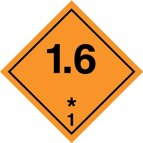 Explosive Stoffe und Gegenstände mit Explosivstoff, Unterklasse 1.6 – Gefahrzettel 1.6