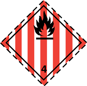 Entzündbare feste Stoffe, selbstzersetzliche Stoffe, polymerisierende Stoffe und desensibilisierte explosive feste Stoffe – Gefahrzettel 4.1