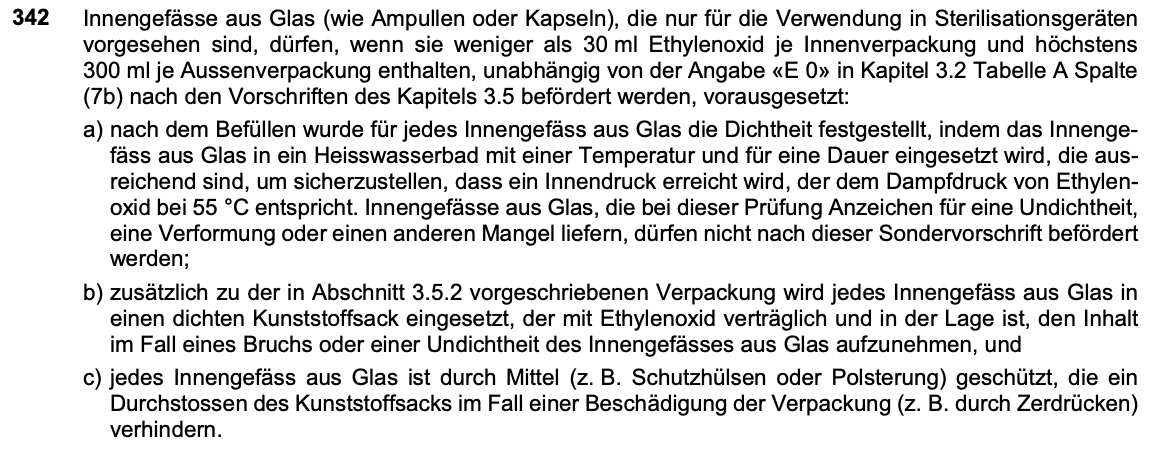 Originalauszug Sondervorschrift 342, ADR 2025 Band II, Seite 3.3-16