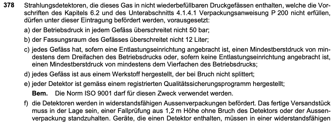 Originalauszug Sondervorschrift 378, ADR 2025 Band II, Seite 3.3-23