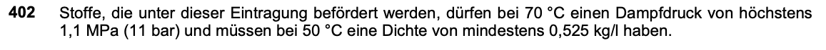 Originalauszug Sondervorschrift 402, ADR 2025 Band II, Seite 3.3-29