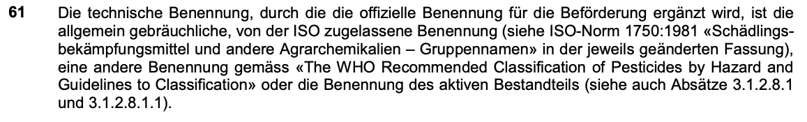 Originalauszug Sondervorschrift 61, ADR 2025 Band II, Seite 3.3-1