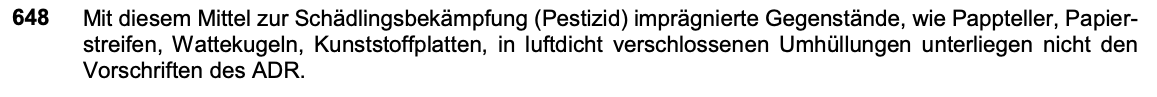 Originalauszug Sondervorschrift 648, ADR 2025 Band II, Seite 3.3-38
