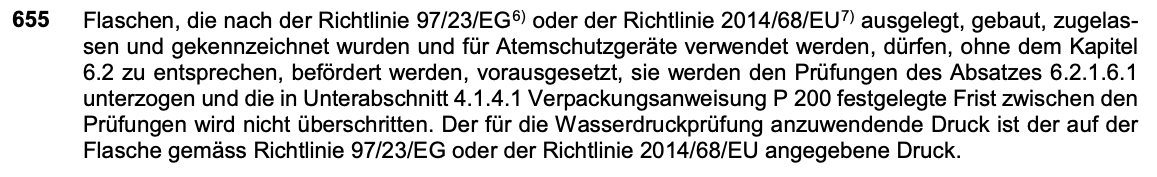 Originalauszug Sondervorschrift 655, ADR 2025 Band II, Seite 3.3-40