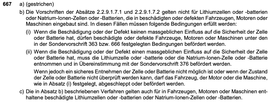 Originalauszug Sondervorschrift 667, ADR 2025 Band II, Seite 3.3-43