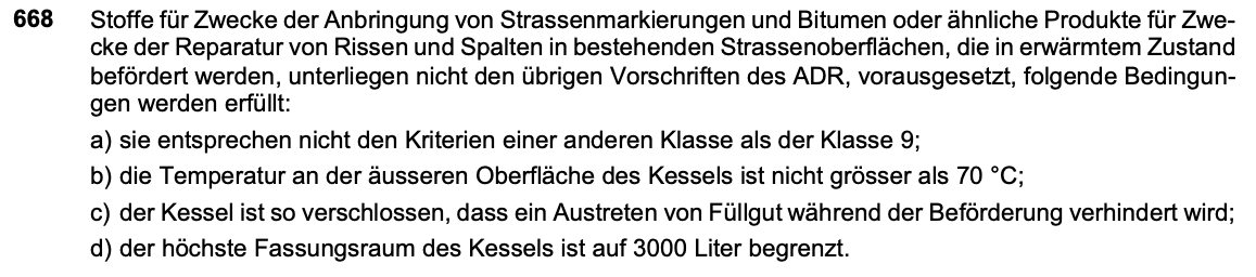 Originalauszug Sondervorschrift 668, ADR 2025 Band II, Seite 3.3-43